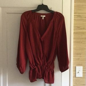 Joie red silk blouse M
